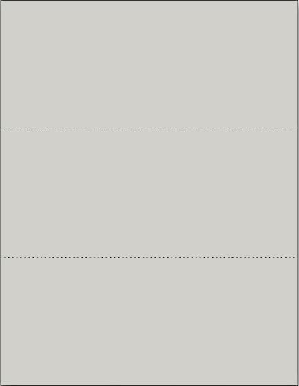 Limited Papers (TM) 8.5x11 Perforated Paper, 20/50 Pound, 75 GSM, Variety of Perforation Sizes and Colors, for Forms, Tickets, Postcards. (Grey, 3 up - horizontal 3 2/3" and 7 1/3" from bottom)-DeskLoop Office