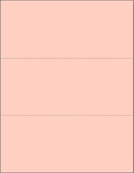 Limited Papers (TM) 8.5x11 Perforated Paper, 20/50 Pound, 75 GSM, Variety of Perforation Sizes and Colors, for Forms, Tickets, Postcards. (Peach, 3 up - horizontal 3 2/3" and 7 1/3" from bottom)-DeskLoop Office