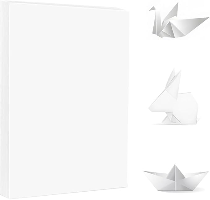 A4 Origami Paper White 100 Sheets, 8.27×11.7 inch Double Sided Color Easy Fold Big Origami Paper A4 Colored Copy Papers Thin 70gsm for Beginners, DIY handwork Art and Craft Projects (210 x 297 mm)-DeskLoop Office