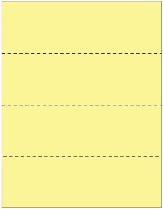 Limited Papers (TM) 8.5x11 Perforated Paper, 20/50 Pound, 75 GSM, Variety of Perforation Sizes and Colors, for Forms, Tickets, Postcards. (Canary, 4 up - horizontal every 2.75")-DeskLoop Office