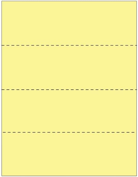 Limited Papers (TM) 8.5x11 Perforated Paper, 20/50 Pound, 75 GSM, Variety of Perforation Sizes and Colors, for Forms, Tickets, Postcards. (Canary, 4 up - horizontal every 2.75")-DeskLoop Office