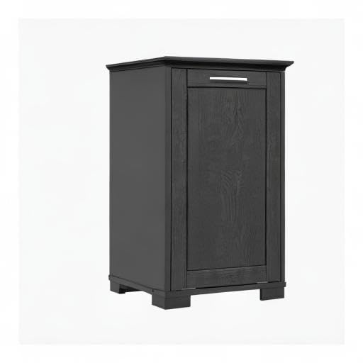 OLD CAPTAIN Wooden Tilt Out Trash Cabinet, Wooden Kitchen Garbage Can Free Standing Holder, Black Finish…-DeskLoop Office