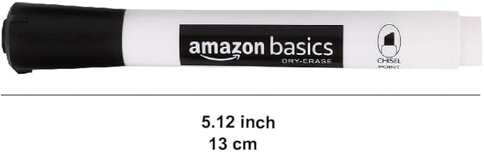 Amazon Basics Dry Erase Markers For Whiteboards, Chisel Tip, Low-Odor, Assorted Colors, Pack of 12-DeskLoop Office