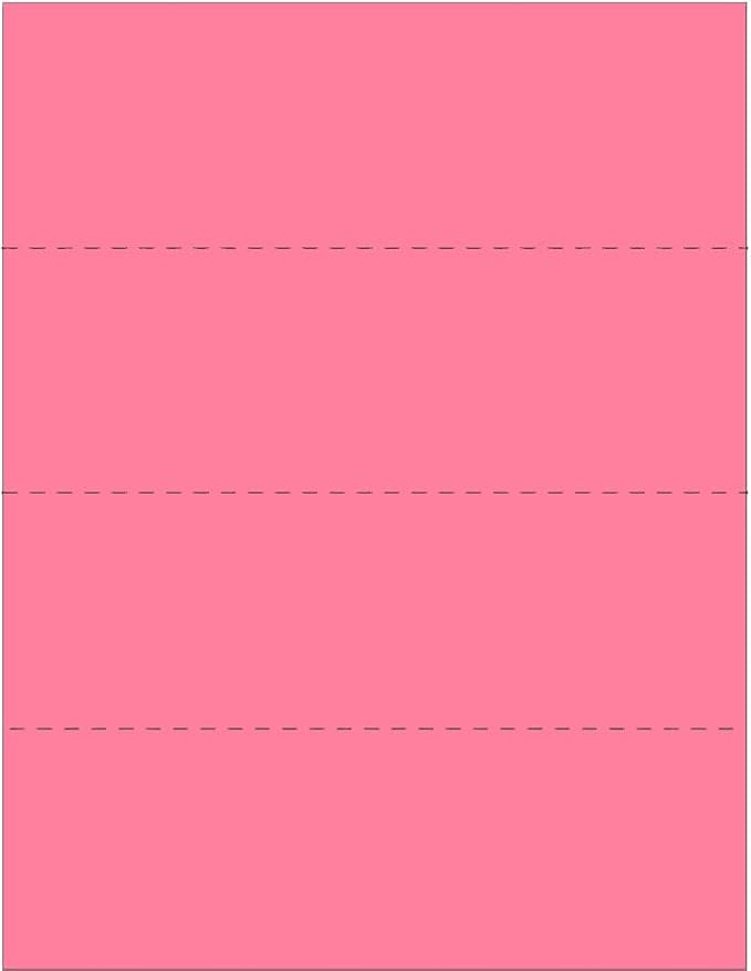 Limited Papers (TM) 8.5x11 Perforated Paper, 20/50 Pound, 75 GSM, Variety of Perforation Sizes and Colors, for Forms, Tickets, Postcards, Business Cards. (Cherry, 4 up - horizontal every 2.75")-DeskLoop Office