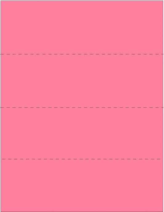 Limited Papers (TM) 8.5x11 Perforated Paper, 20/50 Pound, 75 GSM, Variety of Perforation Sizes and Colors, for Forms, Tickets, Postcards, Business Cards. (Cherry, 4 up - horizontal every 2.75")-DeskLoop Office