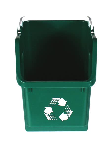 6 Gallon Stackable Recycling Bins for Homes, Garages, Offices Made of 100% Recycled Plastic - (Green, 1 Pack)-DeskLoop Office
