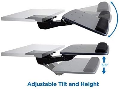 Mount-It! Under Desk Keyboard Tray, Adjustable Keyboard and Mouse Drawer Platform with Ergonomic Wrist Rest Pad, 17.25" Track (MI-7137)-DeskLoop Office