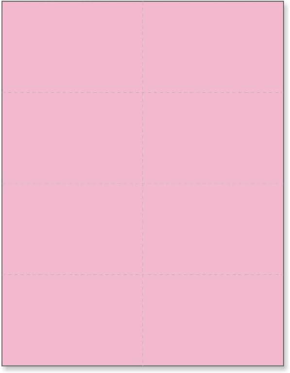 Limited Papers (TM) 8.5x11 Perforated Paper, 20/50 Pound, 75 GSM, Variety of Perforation Sizes and Colors, for Forms, Tickets, Postcards, Business Cards. (Pink, 8 up)-DeskLoop Office