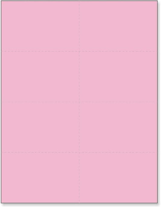 Limited Papers (TM) 8.5x11 Perforated Paper, 20/50 Pound, 75 GSM, Variety of Perforation Sizes and Colors, for Forms, Tickets, Postcards, Business Cards. (Pink, 8 up)-DeskLoop Office