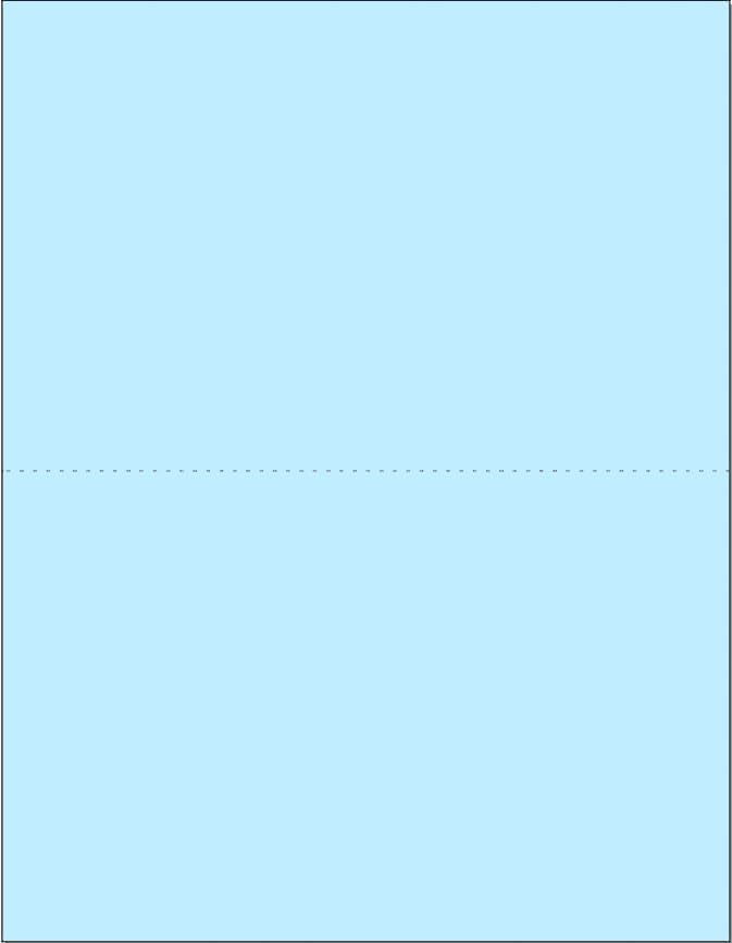 Limited Papers (TM) 8.5x11 Perforated Paper, 20/50 Pound, 75 GSM, Variety of Perforation Sizes and Colors, for Forms, Tickets, Postcards, Business Cards. (Blue, 2 up - horizontal 5.5”)-DeskLoop Office