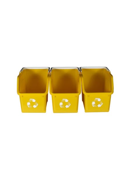 6 Gallon Stackable Recycling Bins for Homes, Garages, Offices Made of 100% Recycled Plastic - (Yellow, 3 Pack)-DeskLoop Office