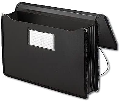 Smead Poly Wallet, Accordion File Organizer for File Folders, Legal Size, Black, 5-1/4 inch Expansion, Office Supplies, Document Organizer (71510)-DeskLoop Office