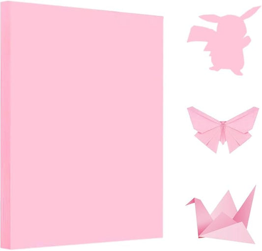 A4 Origami Paper Pink 100 Sheets, 8.27×11.7 inch Double Sided Color Easy Fold Big Origami Paper A4 Colored Copy Papers Thin 70gsm for Beginners, DIY handwork Art and Craft Projects (210 x 297 mm)-DeskLoop Office