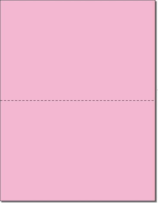 Limited Papers (TM) 8.5x11 Perforated Paper, 20/50 Pound, 75 GSM, Variety of Perforation Sizes and Colors, for Forms, Tickets, Postcards, Business Cards. (Pink, 2 up - horizontal 5.5”)-DeskLoop Office