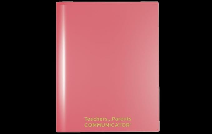 Nicky's Folders® English Communicator, Parent-Teacher Folder, Patented Tear-Resistant Flexible Plastic 2 Inside Pockets, 2 Exterior Sleeves, Letter Size Paper, Single Color(24 Pack) (Pink)