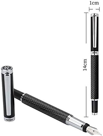 Stylish Fountain Pen : Luxury, Elegant, Germany F Fine Nib, Gift for Men & Women, Professional, Executive, Metal, Gift Box. –Free Engraving (BlackSilver (Carbon)), AT-F4CARBON-1, 14cmx1.2cm-DeskLoop Office