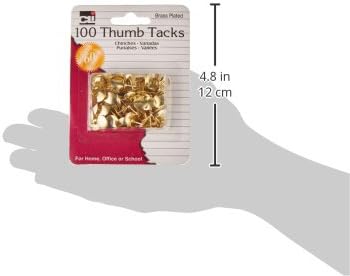 Charles Leonard Thumb Tacks, Brass Plated 3/8 Inch Solid Head - Image 2