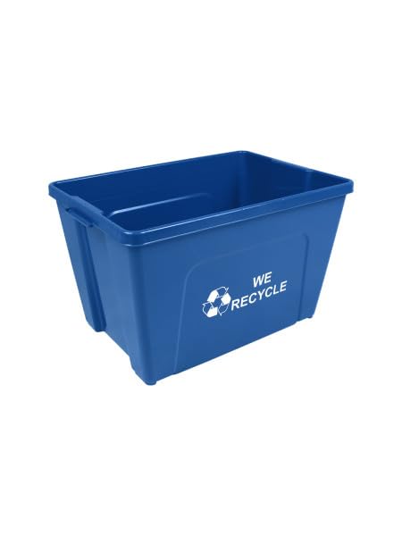 Curbside 18 Gallon Blue Recycling Bin for Homes or Businesses for Curbside Recycling - Single Unit - Blue-DeskLoop Office