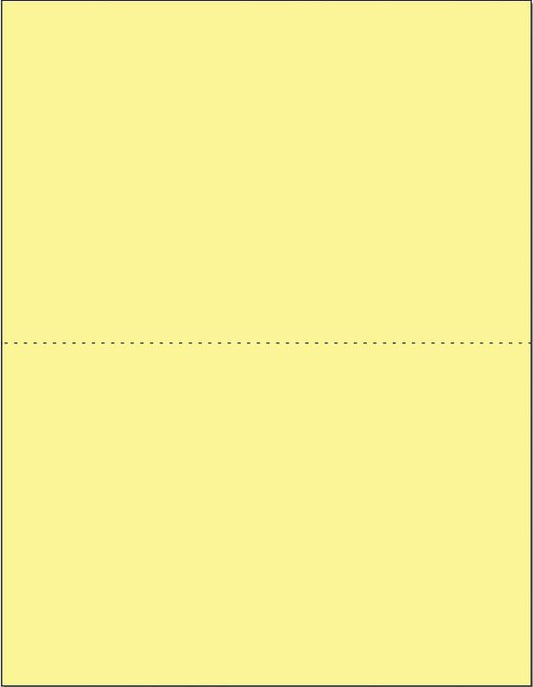 Limited Papers (TM) 8.5x11 Perforated Paper, 20/50 Pound, 75 GSM, Variety of Perforation Sizes and Colors, for Forms, Tickets, Postcards, Business Cards. (Canary, 2 up - horizontal 5.5”)-DeskLoop Office