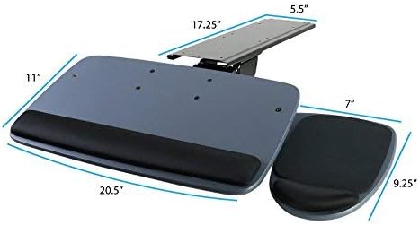 Mount-It! Under Desk Keyboard Tray, Adjustable Keyboard and Mouse Drawer Platform with Ergonomic Wrist Rest Pad, 17.25" Track (MI-7137)-DeskLoop Office