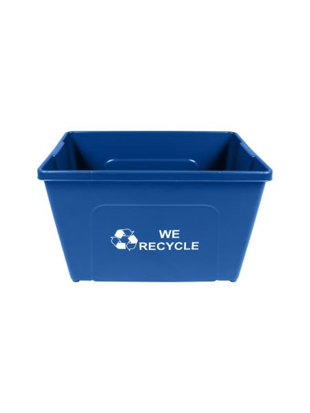 Curbside 18 Gallon Blue Recycling Bin for Homes or Businesses for Curbside Recycling - Single Unit - Blue-DeskLoop Office