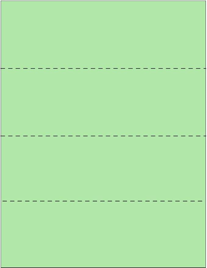 Limited Papers (TM) 8.5x11 Perforated Paper, 20/50 Pound, 75 GSM, Variety of Perforation Sizes and Colors, for Forms, Tickets, Postcards, Business Cards. (Green, 4 up - horizontal every 2.75")-DeskLoop Office