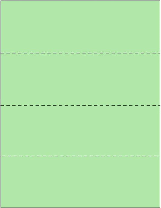 Limited Papers (TM) 8.5x11 Perforated Paper, 20/50 Pound, 75 GSM, Variety of Perforation Sizes and Colors, for Forms, Tickets, Postcards, Business Cards. (Green, 4 up - horizontal every 2.75")-DeskLoop Office