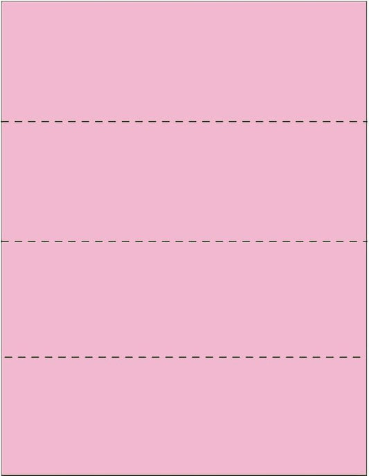 Limited Papers (TM) 8.5x11 Perforated Paper, 20/50 Pound, 75 GSM, Variety of Perforation Sizes and Colors, for Forms, Tickets, Postcards, Business Cards. (Pink, 4 up - horizontal every 2.75")-DeskLoop Office