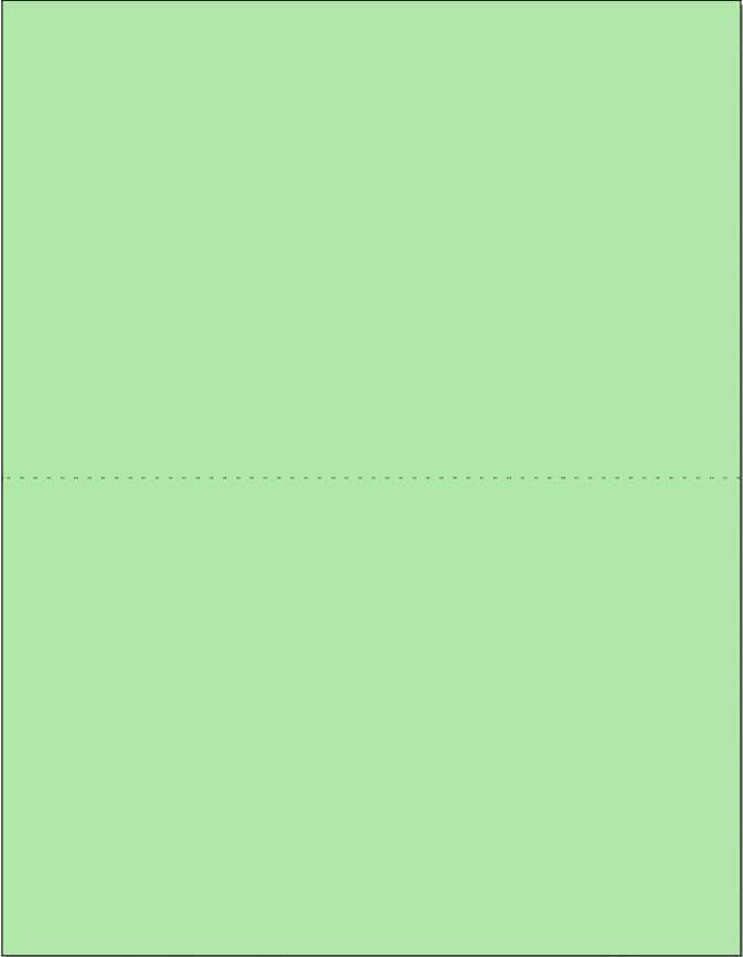 Limited Papers (TM) 8.5x11 Perforated Paper, 20/50 Pound, 75 GSM, Variety of Perforation Sizes and Colors, for Forms, Tickets, Postcards, Business Cards. (Green, 2 up - horizontal 5.5”)-DeskLoop Office
