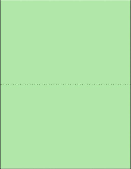 Limited Papers (TM) 8.5x11 Perforated Paper, 20/50 Pound, 75 GSM, Variety of Perforation Sizes and Colors, for Forms, Tickets, Postcards, Business Cards. (Green, 2 up - horizontal 5.5”)-DeskLoop Office