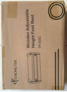 StrongTek Ergonomic Under Desk Footrest, 3 Adjustable Heights Wooden Office Footrest, Large Anti-Slip Surface, Improves Posture and Blood Circulation, up to 400lbs (Black)-DeskLoop Office