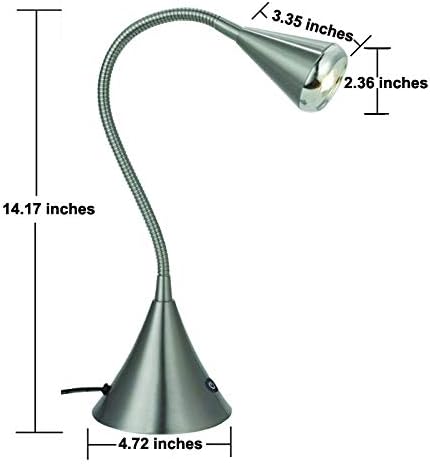 HomeFocus - Bedside Table Lamp,LED Desk Lamp,Reading Light,Eye-Caring for Reading Lamp,LED 5W,Touch dimmable Bedside lamp,Bedside Night Light,Metal,Satin Nickel.-DeskLoop Office