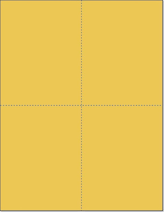 Limited Papers (TM) 8.5x11 Perforated Paper, 20/50 Pound, 75 GSM, Variety of Perforation Sizes and Colors, for Forms, Tickets, Postcards, Business Cards. (Gold, 4 up – 1 Hor. & 1 Ver.)-DeskLoop Office