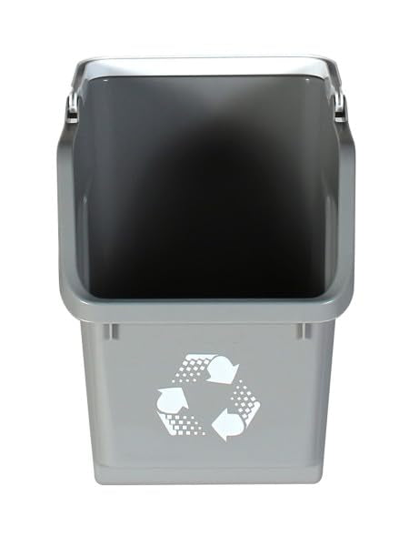 6 Gallon Stackable Recycling Bins for Homes, Garages, Offices Made of 100% Recycled Plastic - (Grey, 1 Pack)-DeskLoop Office