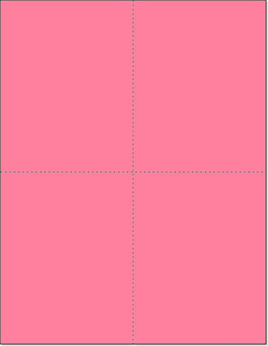 Limited Papers (TM) 8.5x11 Perforated Paper, 20/50 Pound 75 GSM, Variety of Perforation Sizes and Colors, for Forms, Tickets, Postcards, Business Cards. (Cherry, 4 up – 1 Hor. & 1 Ver.)-DeskLoop Office