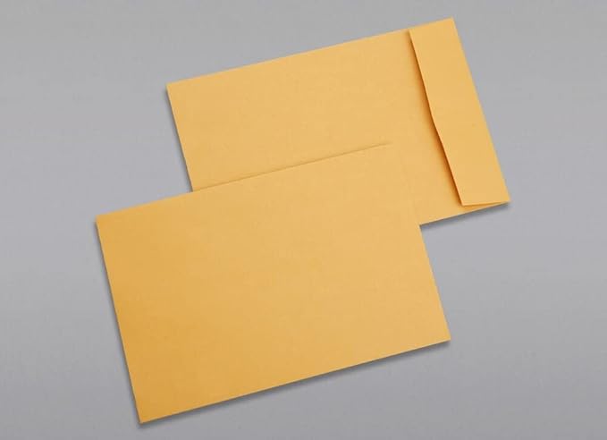 Limited Papers (TM) Booklet Envelopes, (Open Side) Brown Kraft, Gummed Seal, 28 Pound, Heavyweight, For Mailing And More. (250, 6 x 9)-DeskLoop Office