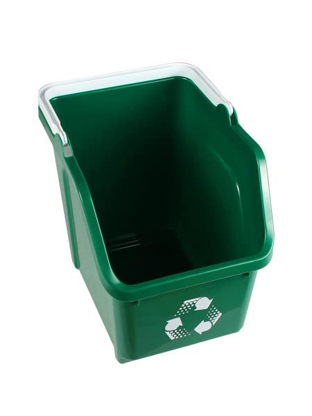 6 Gallon Stackable Recycling Bins for Homes, Garages, Offices Made of 100% Recycled Plastic - (Green, 1 Pack)-DeskLoop Office