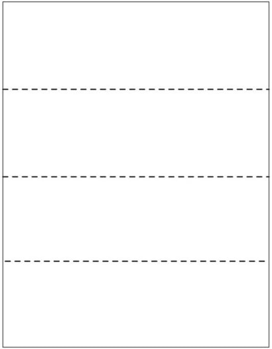 Limited Papers (TM) 8.5x11 Perforated Paper, 20/50 Pound, 75 GSM, Variety of Perforation Sizes and Colors, for Forms, Tickets, Postcards, Business Cards. (White, 4 up - horizontal every 2.75")-DeskLoop Office