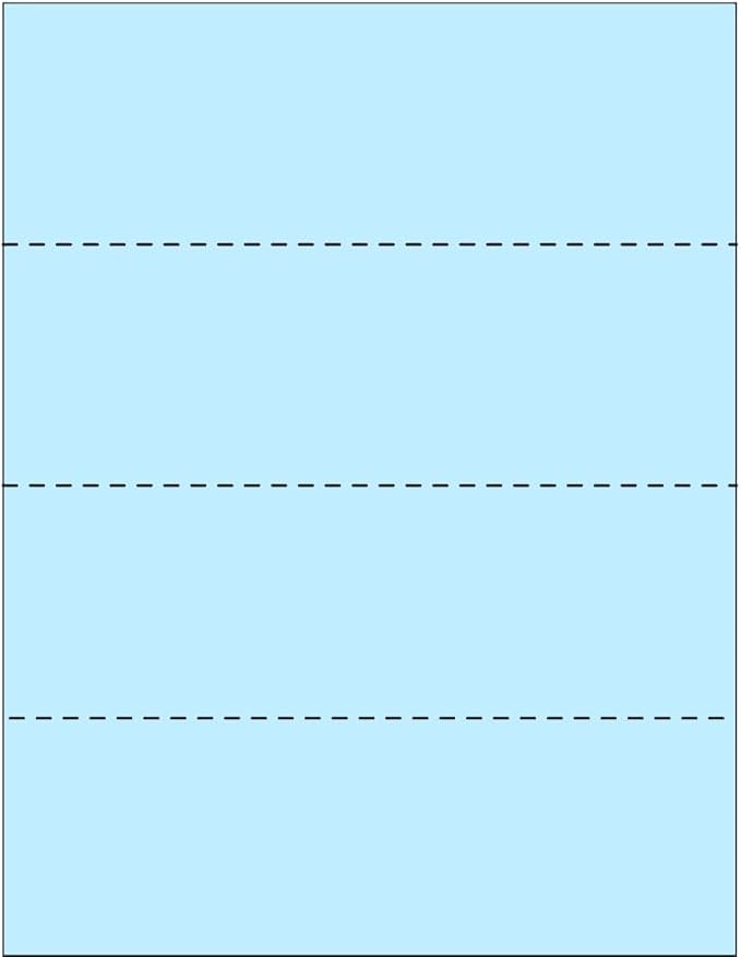 Limited Papers (TM) 8.5x11 Perforated Paper, 20/50 Pound, 75 GSM, Variety of Perforation Sizes and Colors, for Forms, Tickets, Postcards, Business Cards. (Blue, 4 up - horizontal every 2.75")-DeskLoop Office