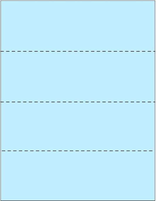 Limited Papers (TM) 8.5x11 Perforated Paper, 20/50 Pound, 75 GSM, Variety of Perforation Sizes and Colors, for Forms, Tickets, Postcards, Business Cards. (Blue, 4 up - horizontal every 2.75")-DeskLoop Office