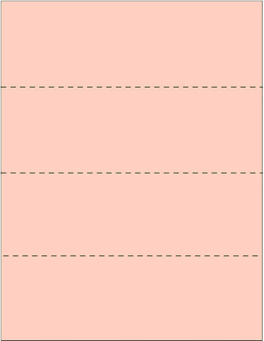 Limited Papers (TM) 8.5x11 Perforated Paper, 20/50 Pound, 75 GSM, Variety of Perforation Sizes and Colors, for Forms, Tickets, Postcards, Business Cards. (Peach, 4 up - horizontal every 2.75")-DeskLoop Office