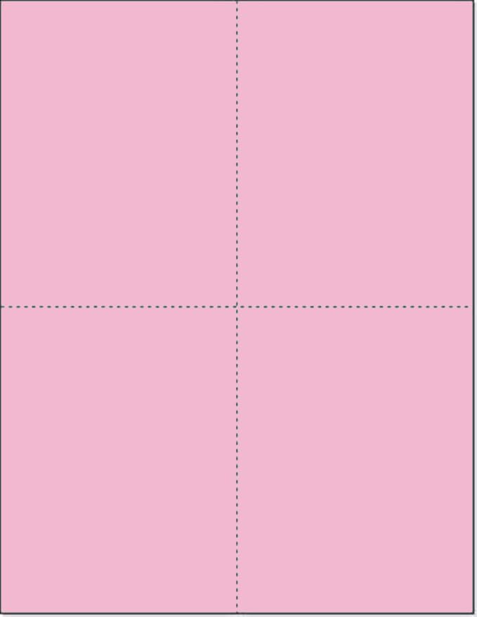 Limited Papers (TM) 8.5x11 Perforated Paper, 20/50 Pound, 75 GSM, Variety of Perforation Sizes and Colors, for Forms, Tickets, Postcards, Business Cards. (Pink, 4 up – 1 Hor. & 1 Ver.)-DeskLoop Office