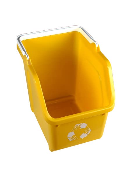 6 Gallon Stackable Recycling Bins for Homes, Garages, Offices Made of 100% Recycled Plastic - (Yellow, 1 Pack)-DeskLoop Office