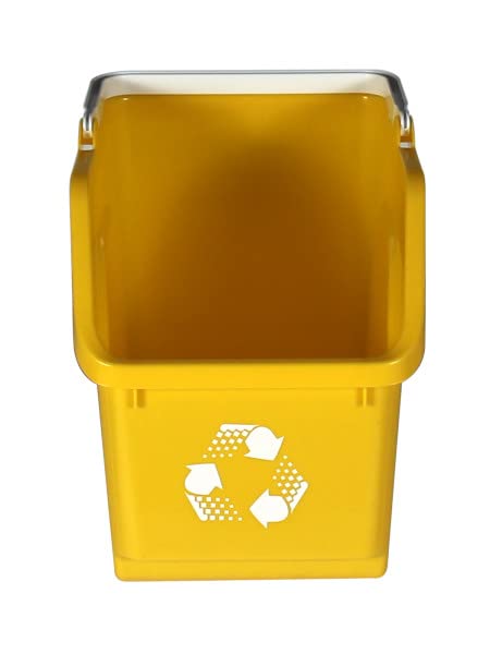 6 Gallon Stackable Recycling Bins for Homes, Garages, Offices Made of 100% Recycled Plastic - (Yellow, 1 Pack)-DeskLoop Office
