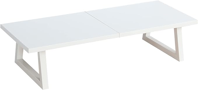 TEAMIX 24 inch Monitor Stand Riser, White Wood & Steel Computer Monitor Stand with Storage, Laptop, PC, Printer Stand Riser for Desktop Office Desk Organizers-DeskLoop Office