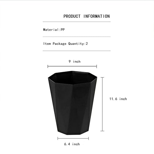 Small Trash Can 2.6 Gallon Bathroom Garbage Can Waste Basket Recycling Bin for Toilets Dorms Kitchens, Black-DeskLoop Office