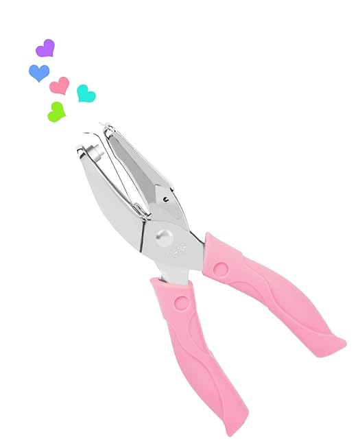 UCEC Heart Shape Single Paper Hole Puncher, Heart-Shape Handheld Hole Paper Punch, 1 Pack 1/4" Metal Single Hearts Hole Paper Punch with Soft-Handled for DIY Craft Tags Clothing Ticket-DeskLoop Office