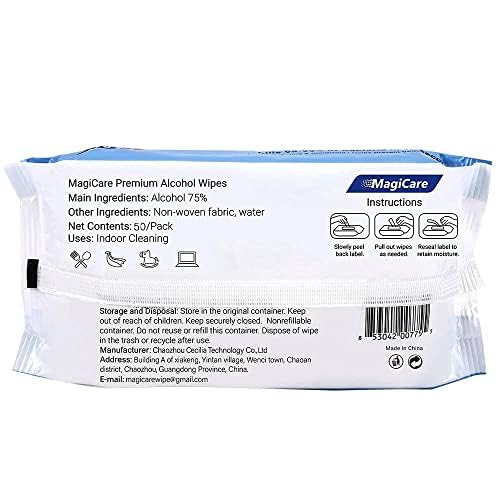 MagiCare 75% Large Alcohol Wipes (4-80ct Packs) - Alcohol Hand Sanitizing Wipes, Premium - Unscented Hand Wipe, Sanitizer Wipe - Travel, Home, Classroom, Camping - 4 Soft Packs (320pcs)-DeskLoop Office