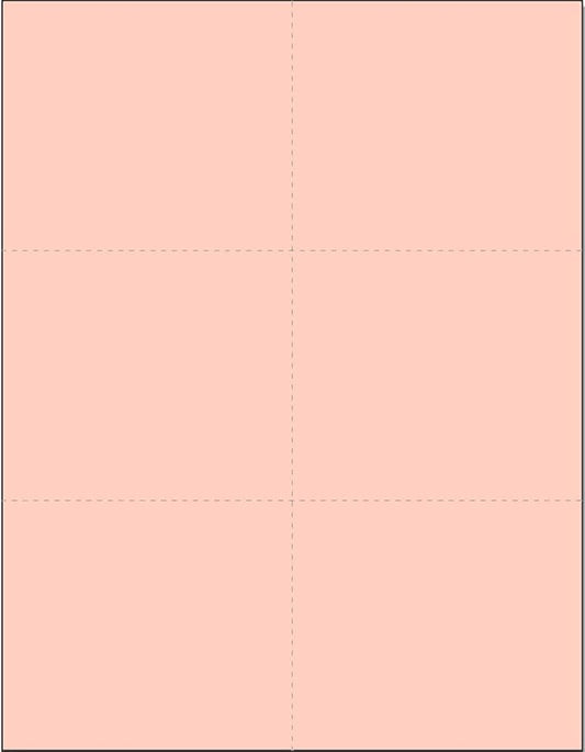 Limited Papers (TM) 8.5x11 Perforated Paper, 20/50 Pound, 75 GSM, Variety of Perforation Sizes and Colors, for Forms, Tickets, Postcards, Business Cards. (Peach, 6 up)-DeskLoop Office