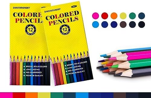 SKKSTATIONERY 144Pcs Colored Pencils, Pre-sharpened, coloring pencils for adults kids Bulk Back to School Supplies For Teachers 12 Colors, 12pcs/box, Total: 144Pcs.-DeskLoop Office